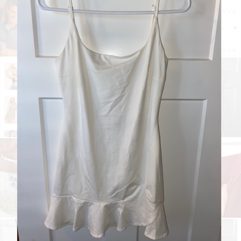 White spaghetti strap pleated dress